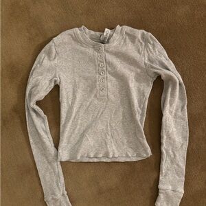SKIMS Gray Long Sleeve Top